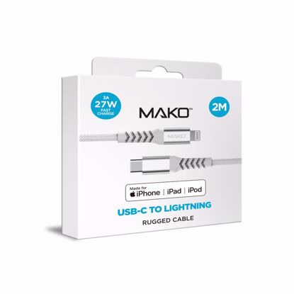 Picture of Mako Mako USB-C to Lightning 27W MFI 2M Cable in White
