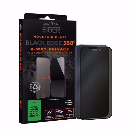 Picture of Eiger Eiger Mountain Black Privacy EDGE 360 Screen Protector GRS for iPhone 16 Plus/15 Plus/14 Pro Max